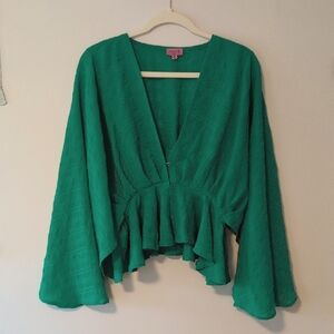 Francescas Green Flowy Blouse